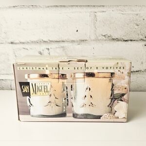San Miguel Christmas Tree Candle Votives Set of 2 Glass Holders - Original Box